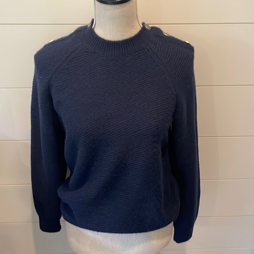 Chanel navy blue sweater with bottom detail